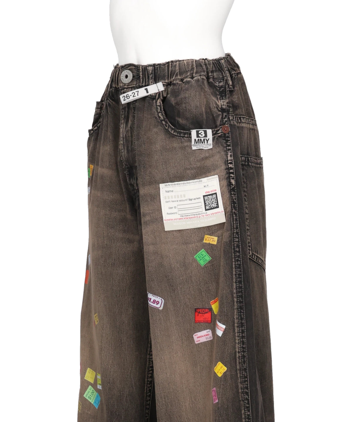 DENIM HUGE DETAIL PANTS WITH PRICE TAG