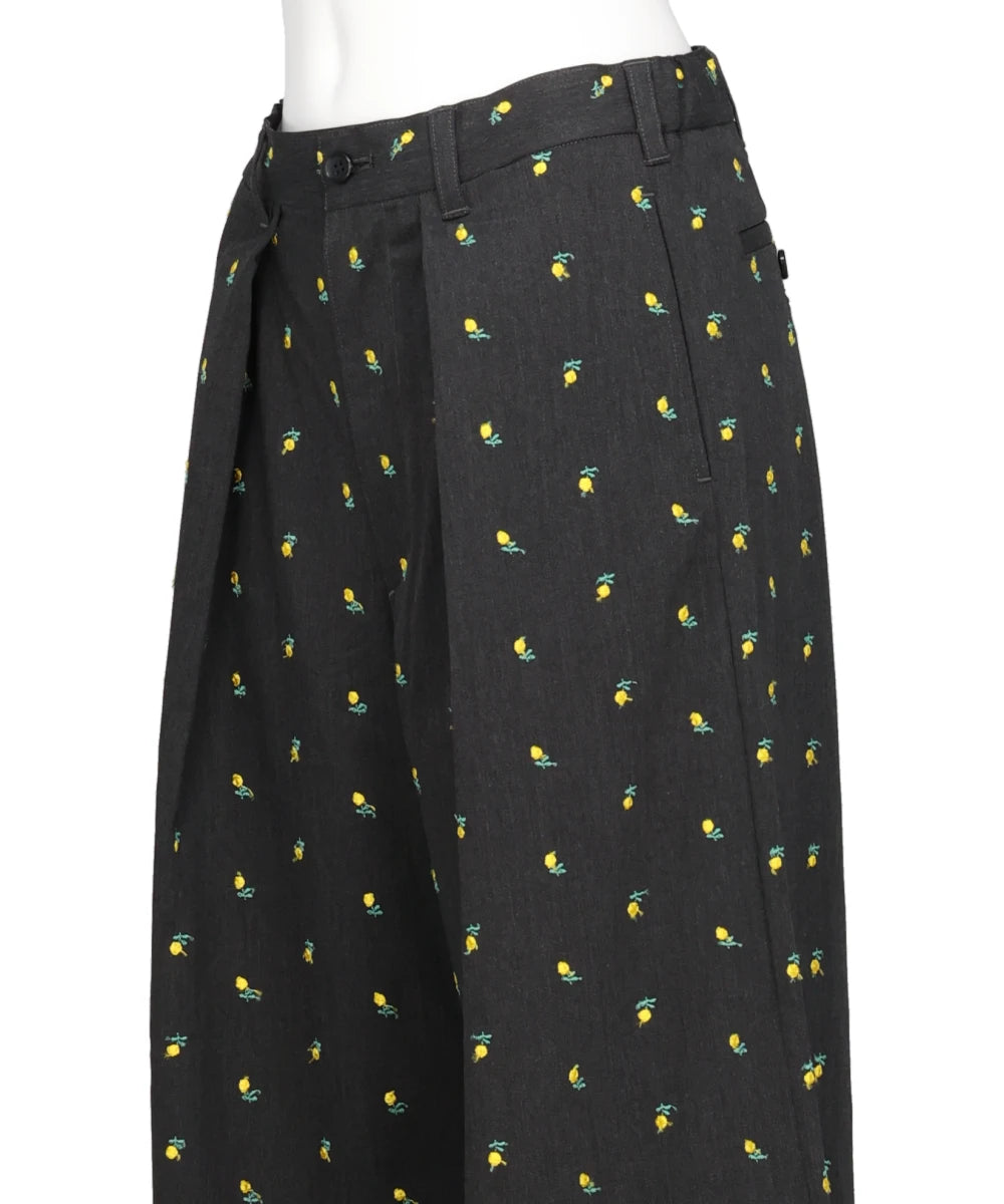 FLOWER EMBROIDERY SLACKS