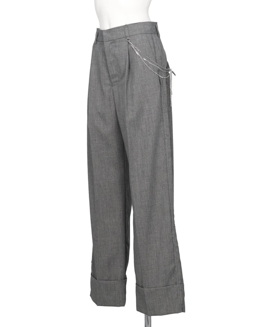 SEAM FRAYED DROPPED CHAIN PANTS