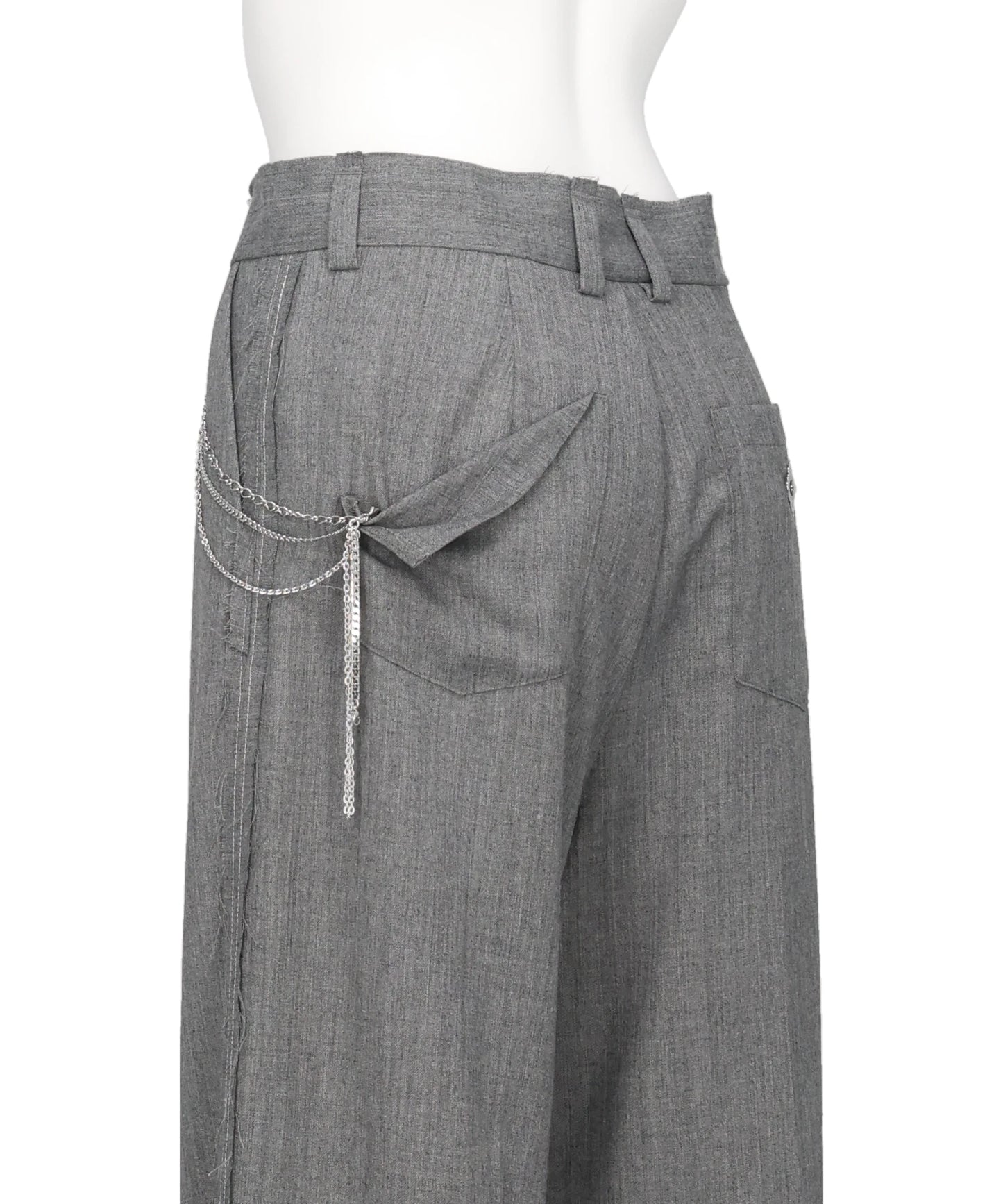 SEAM FRAYED DROPPED CHAIN PANTS