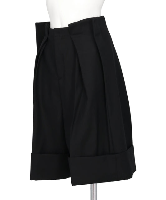 HARD WOOL TUCK BERMUDA PANTS