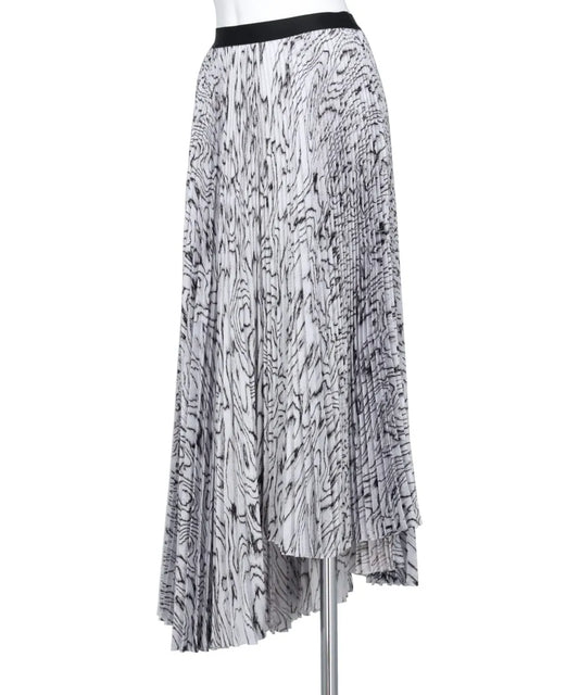 MOIRE SATIN ASYMMETRY PLEATED SKIRT
