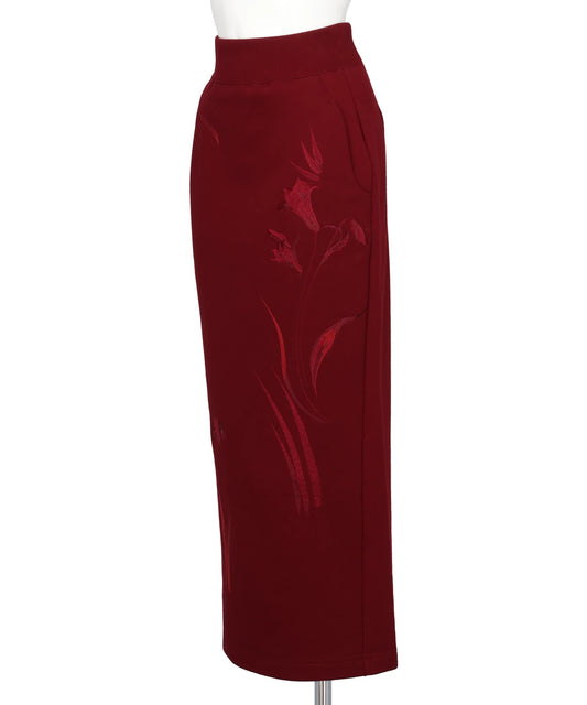 FLORAL MOTIF EMBROIDERED SWEATER SKIRT