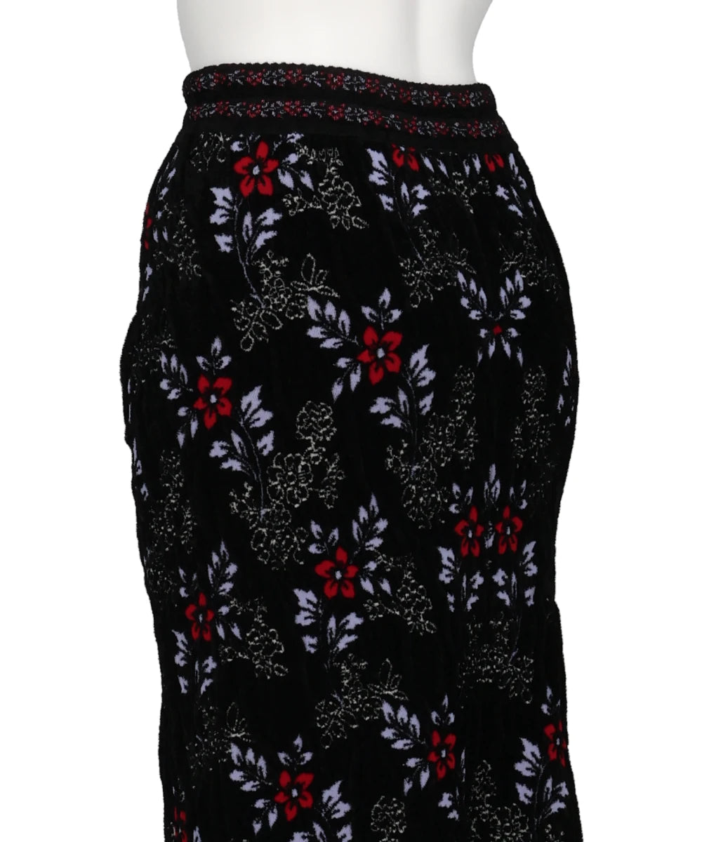 FLORAL MOTIF CHENILLE KNITTED SKIRT