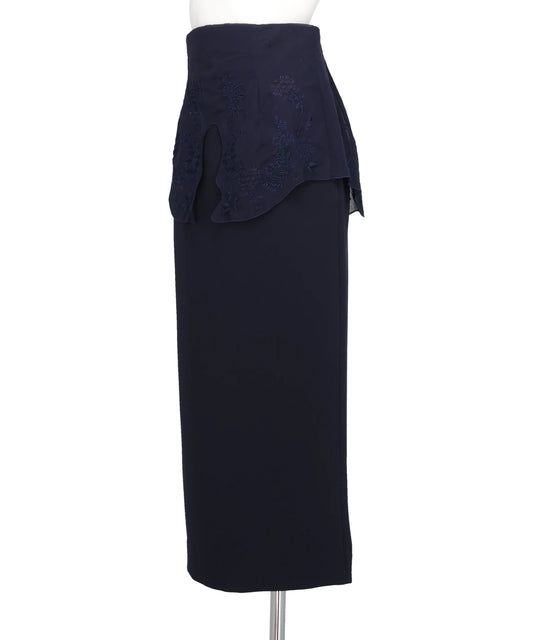 TRIACETATE GEORGETTE EMBROIDERYPEPLUM SKIRT