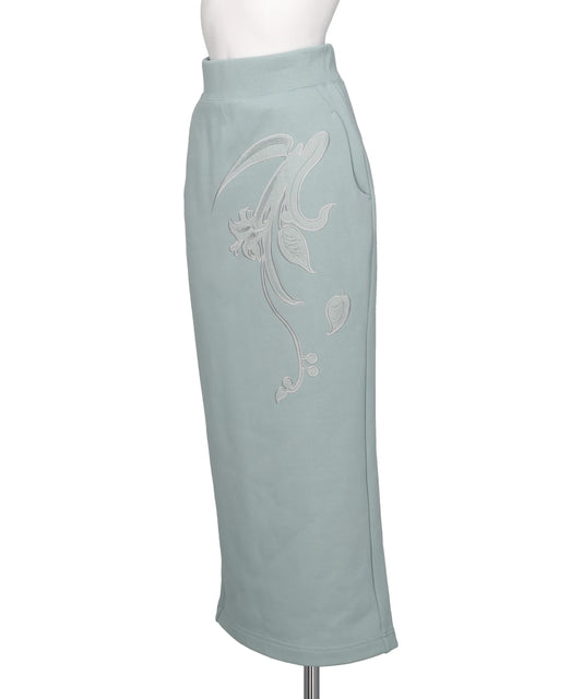 FLORAL EMBROIDERY SWEAT SKIRT