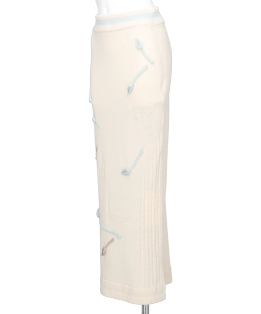 3D FLORAL MOTIF KNIT SKIRT