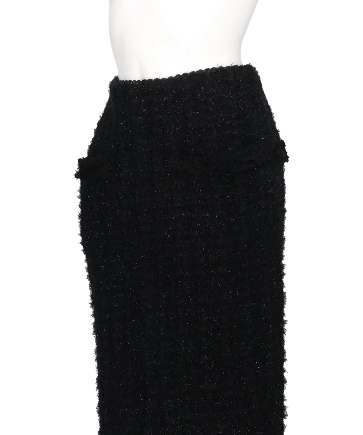 FRINGE TRIM TWEED KNIT SKIRT