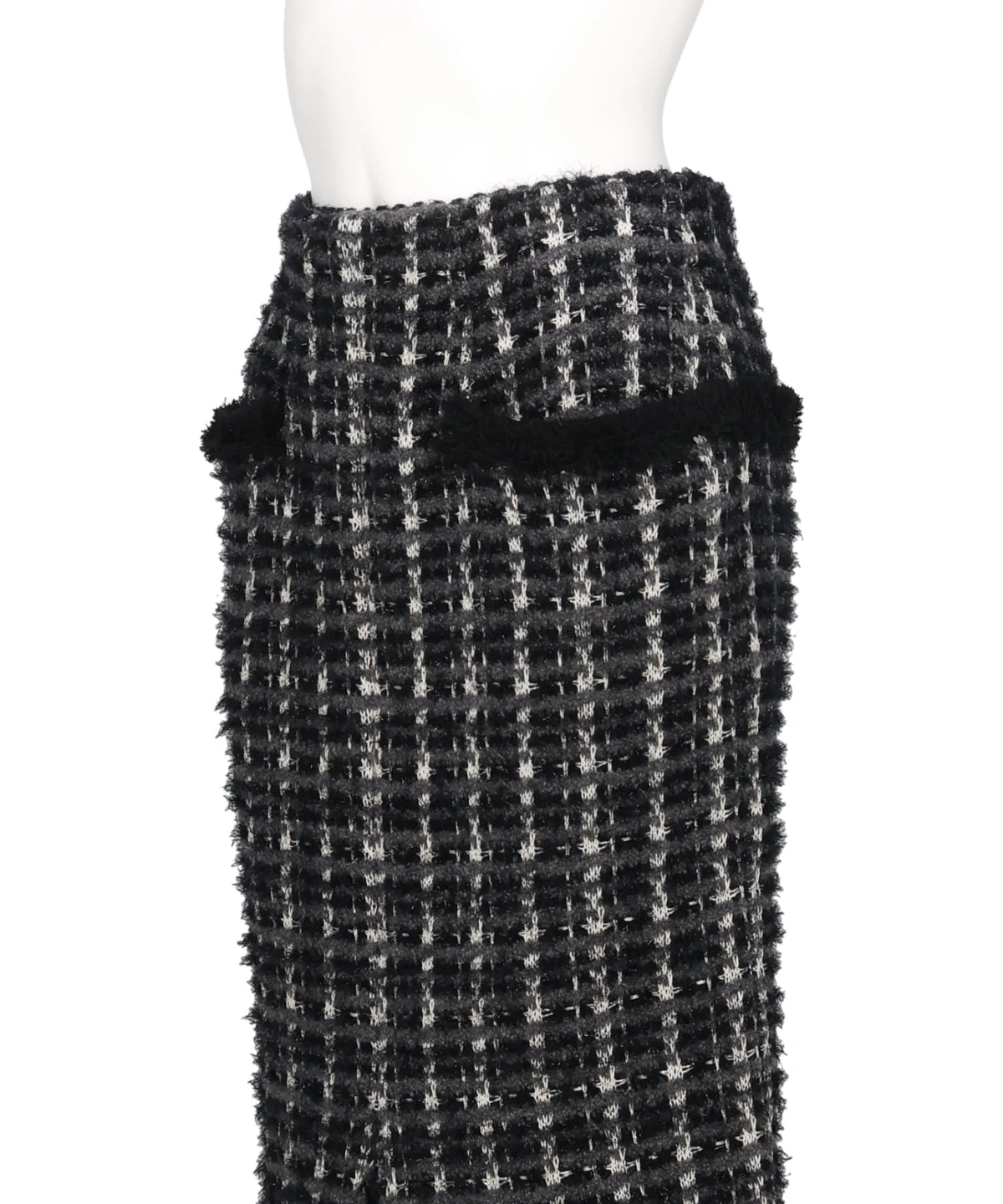 FRINGE TRIM TWEED KNIT SKIRT