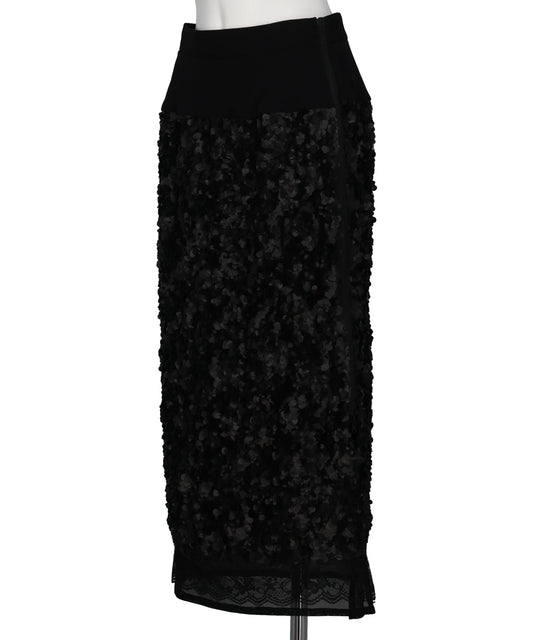 SEQUIN+LACE SKIRT