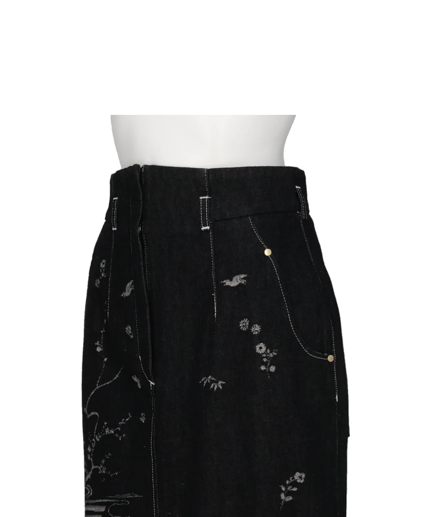NATURE PATTERN JACQUARD DENIM SKIRT