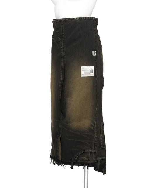 DISTRESSED DENIM SKIRT