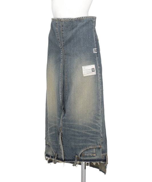 DISTRESSED DENIM SKIRT