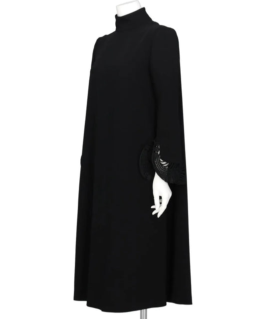 EMBROIDERED CUFFS A-LINE DRESS