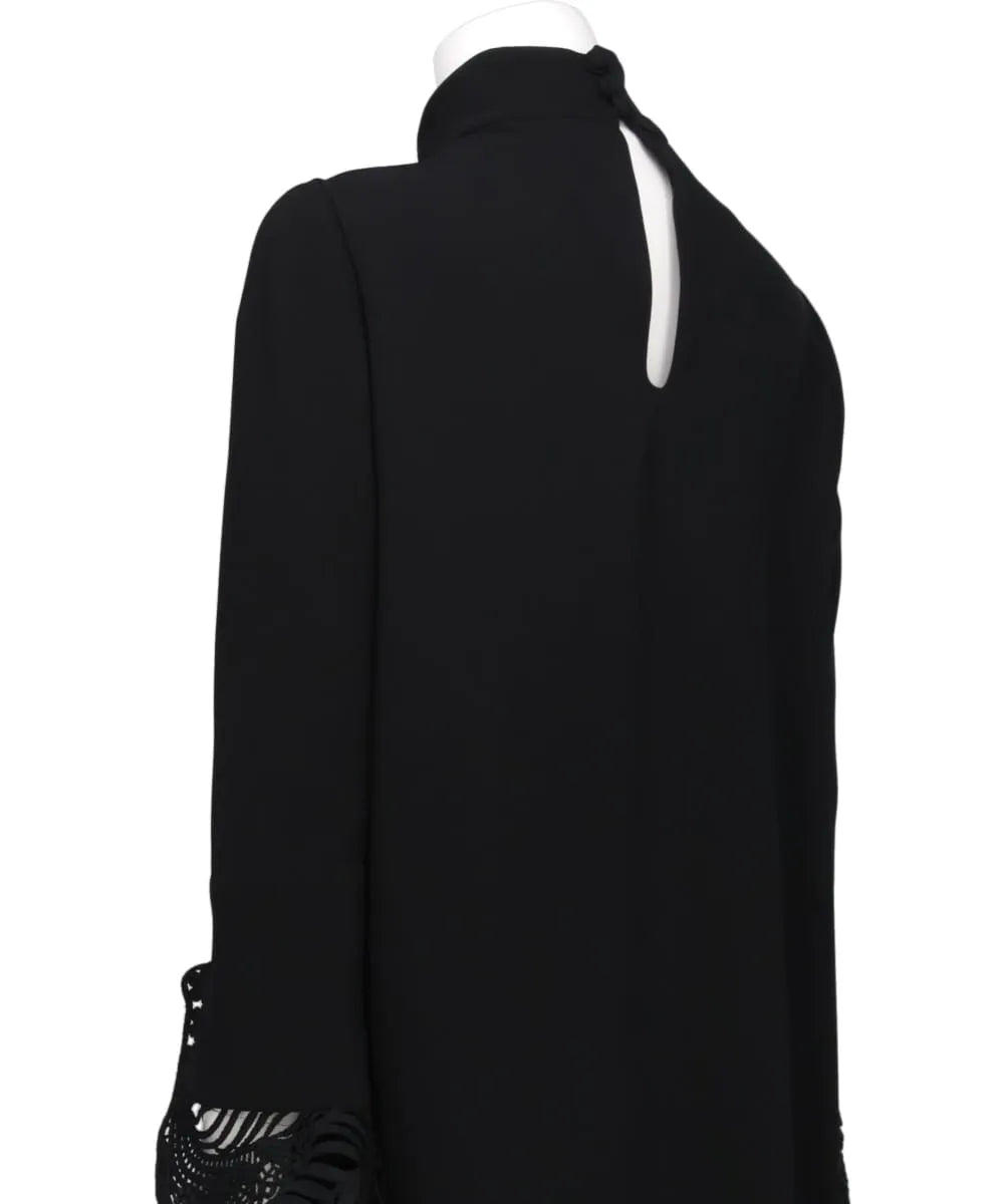 EMBROIDERED CUFFS A-LINE DRESS