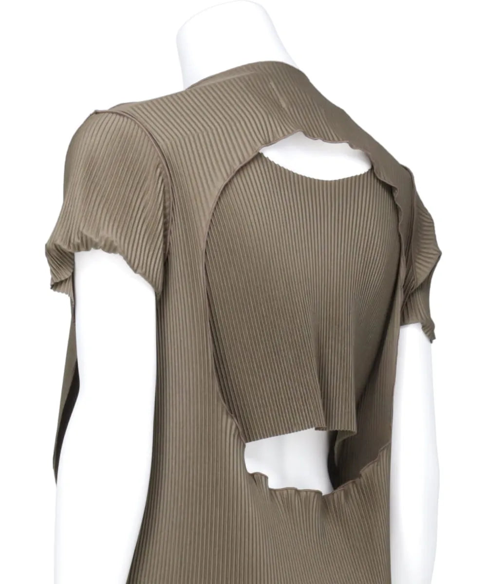 PEEPHOLE-BACK SHORT SLEEVE DRESS