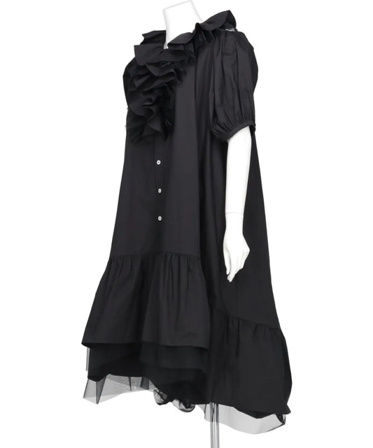 TULLE LAYERED PUFF SLEEVE DRESS