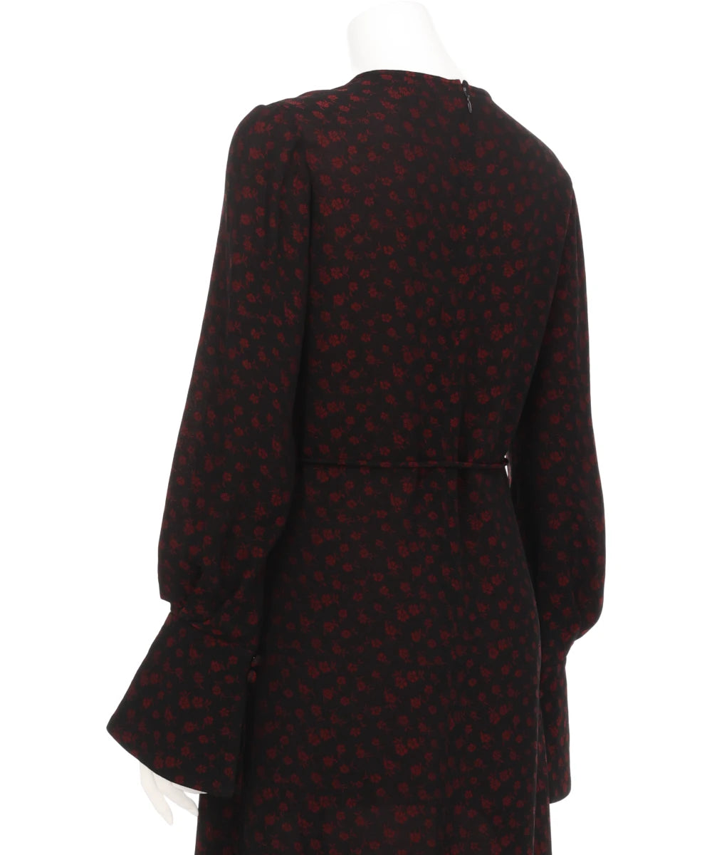 CUPRO TRIACETATE FLORAL JACQUARD DRESS