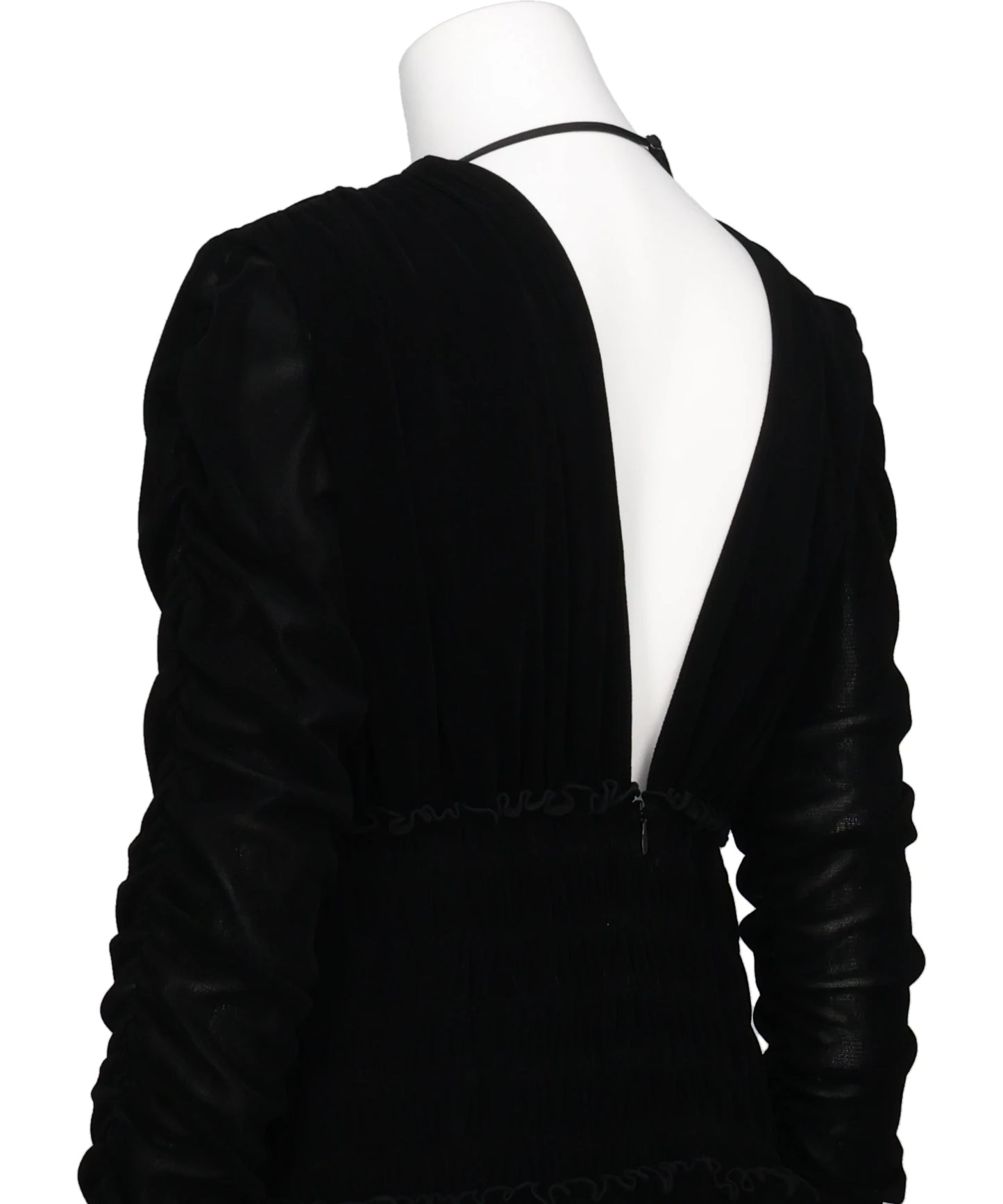 VELVET TULLE SHIRRING DRESS