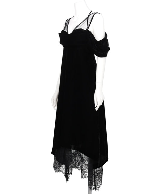 DROPPED SHOULDER VELOUR CAMI DRESS