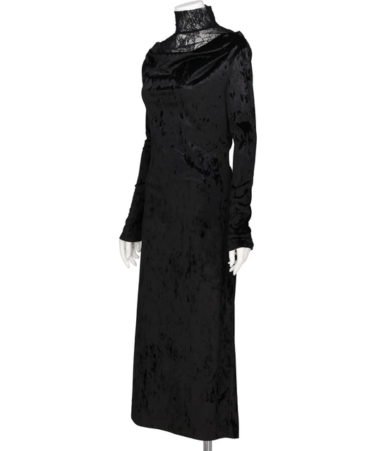 CRUSHED VELOUR GATHERED DRESS