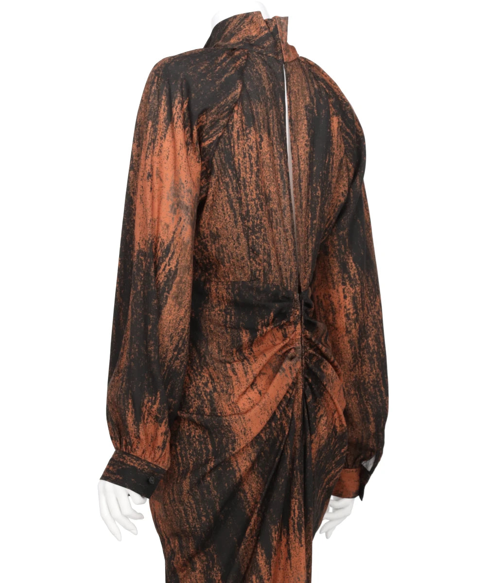 ALL OVER PRINT GATHERED DRESS