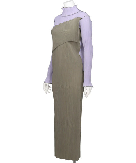 SPIRAL WAVE LONG SLEEVE DRESS *HIGH NECK TYPE