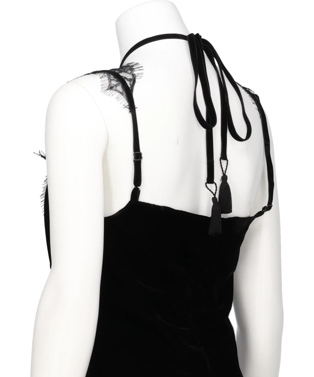 FLOWER LACE VELOUR CAMISOLE DRESS