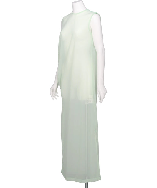 DRAPED JERSEY SHEER DRESS