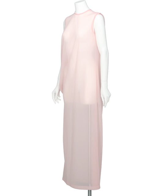 DRAPED JERSEY SHEER DRESS