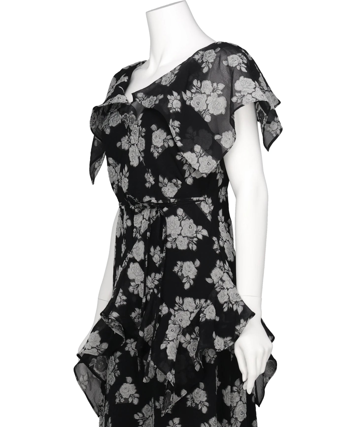 SHEER FLORAL JACQUARD DRESS