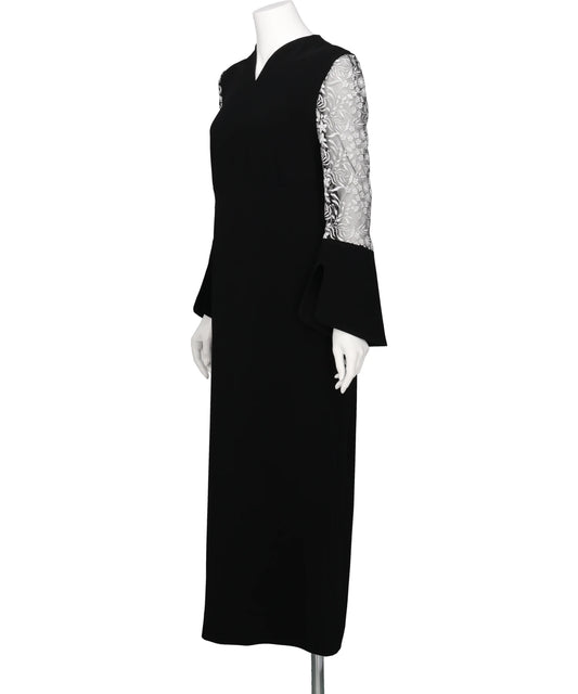 TRIACETATE TULLE LACE SLEEVE DRESS