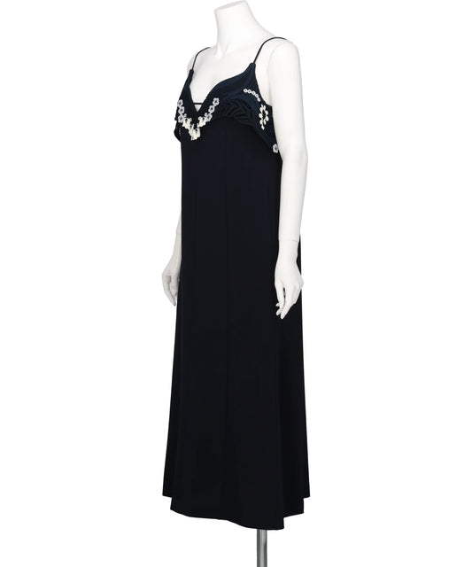 TRIACETATE EMBROIDERY CAMISOLE DRESS
