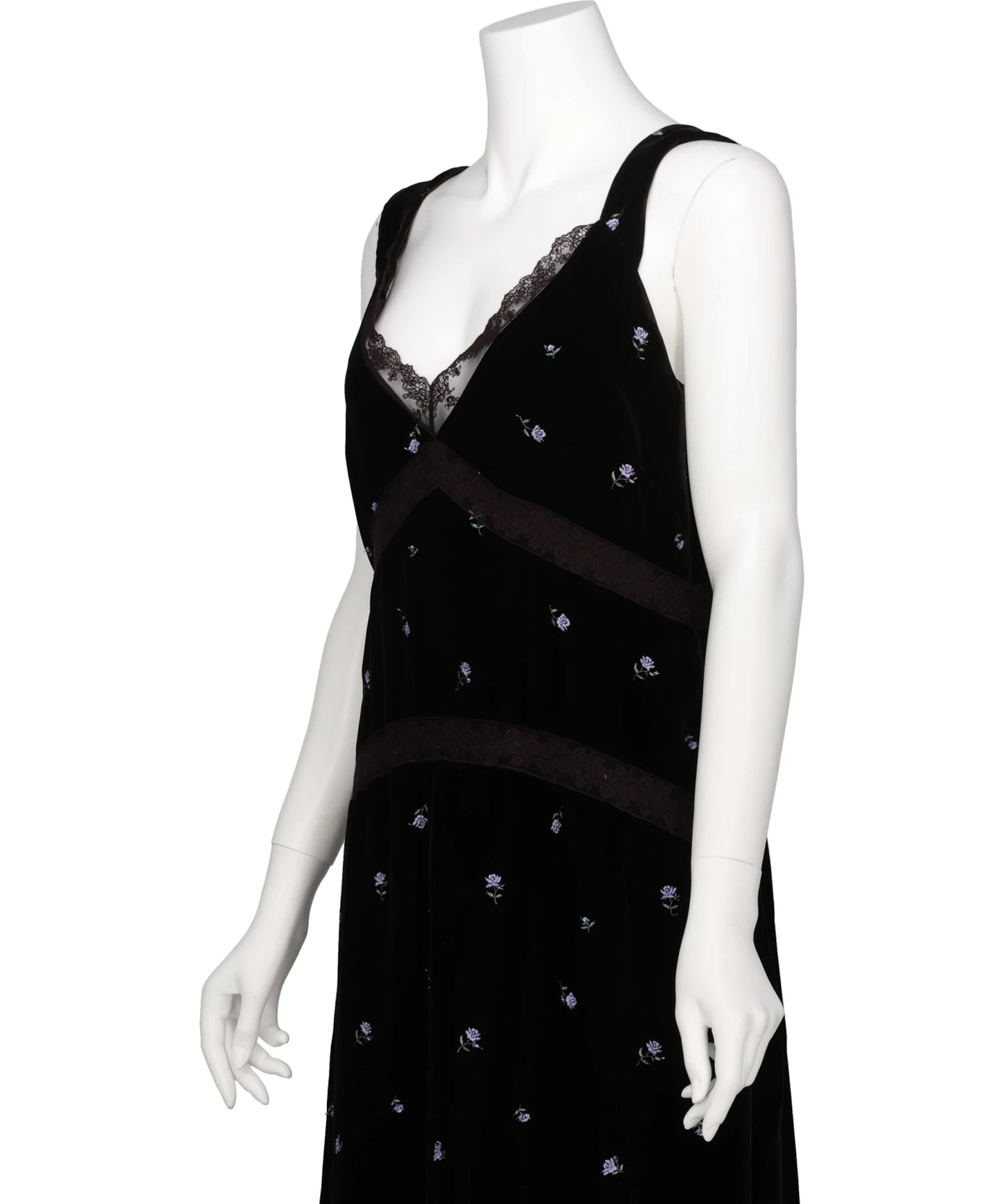 ROSE EMBROIDERED VELVET DRESS