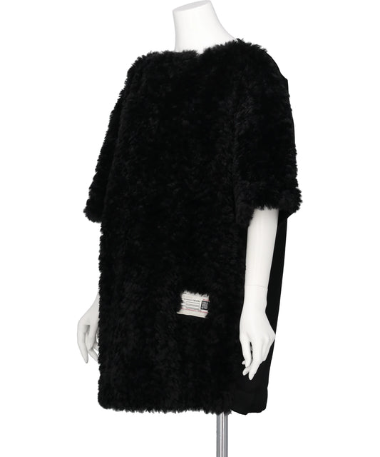 COMBINED FAUX FUR×SATIN DRESS