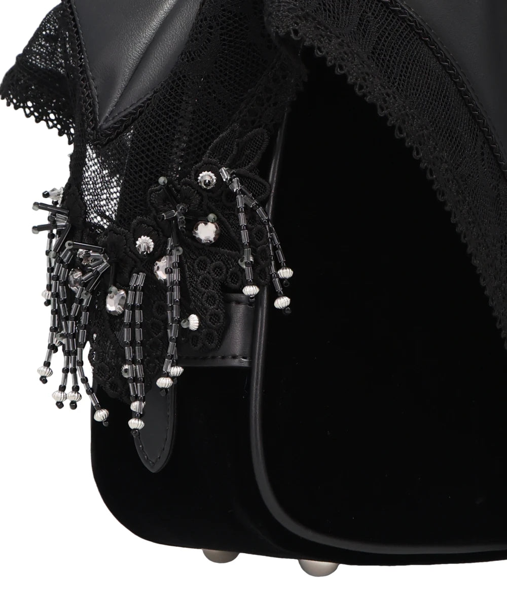 BLACK FAUX LEATHER HANDKERCHIEF HANDBAG