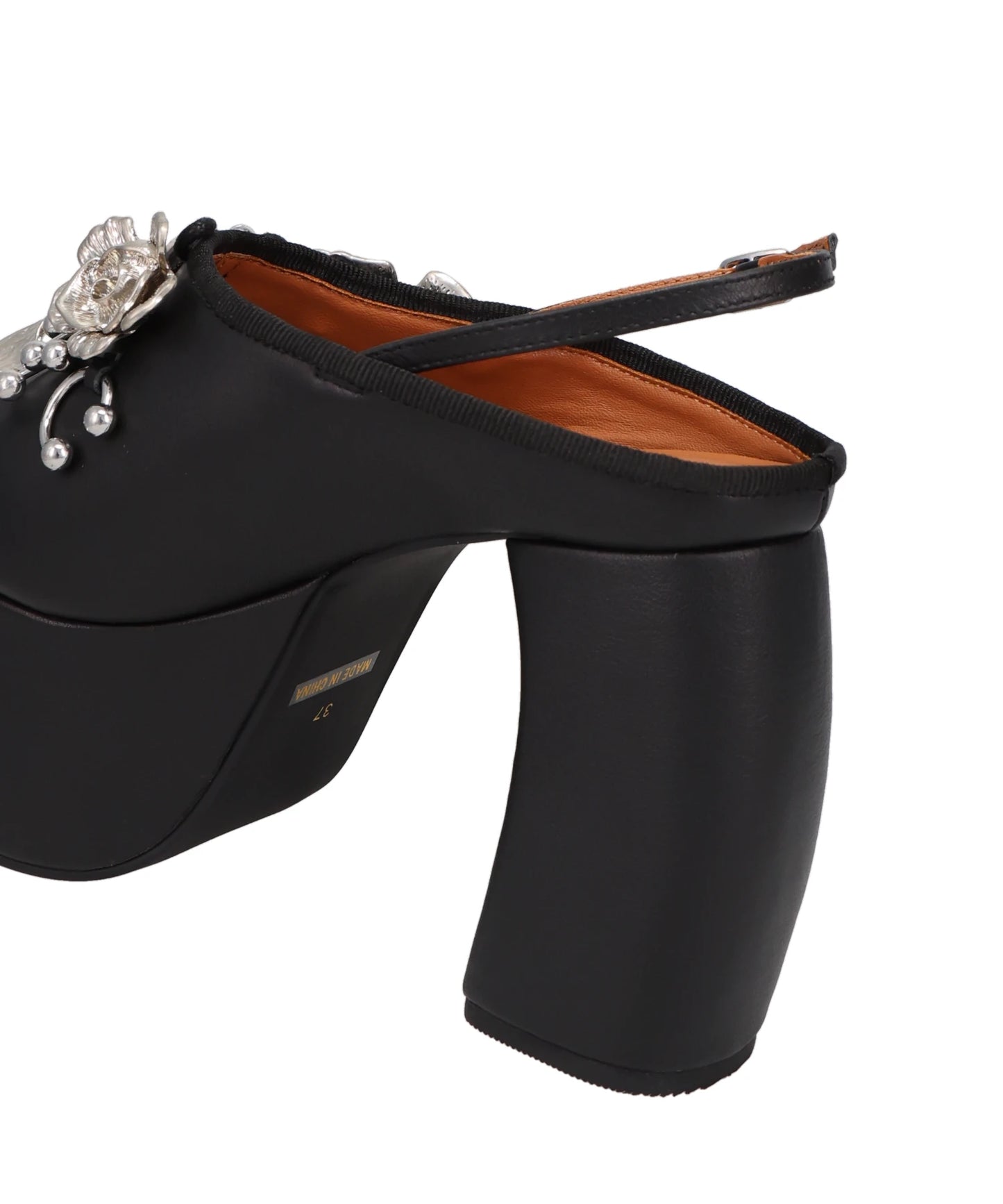 METAL FLOWER+PIERCED PLATFORM SANDAL