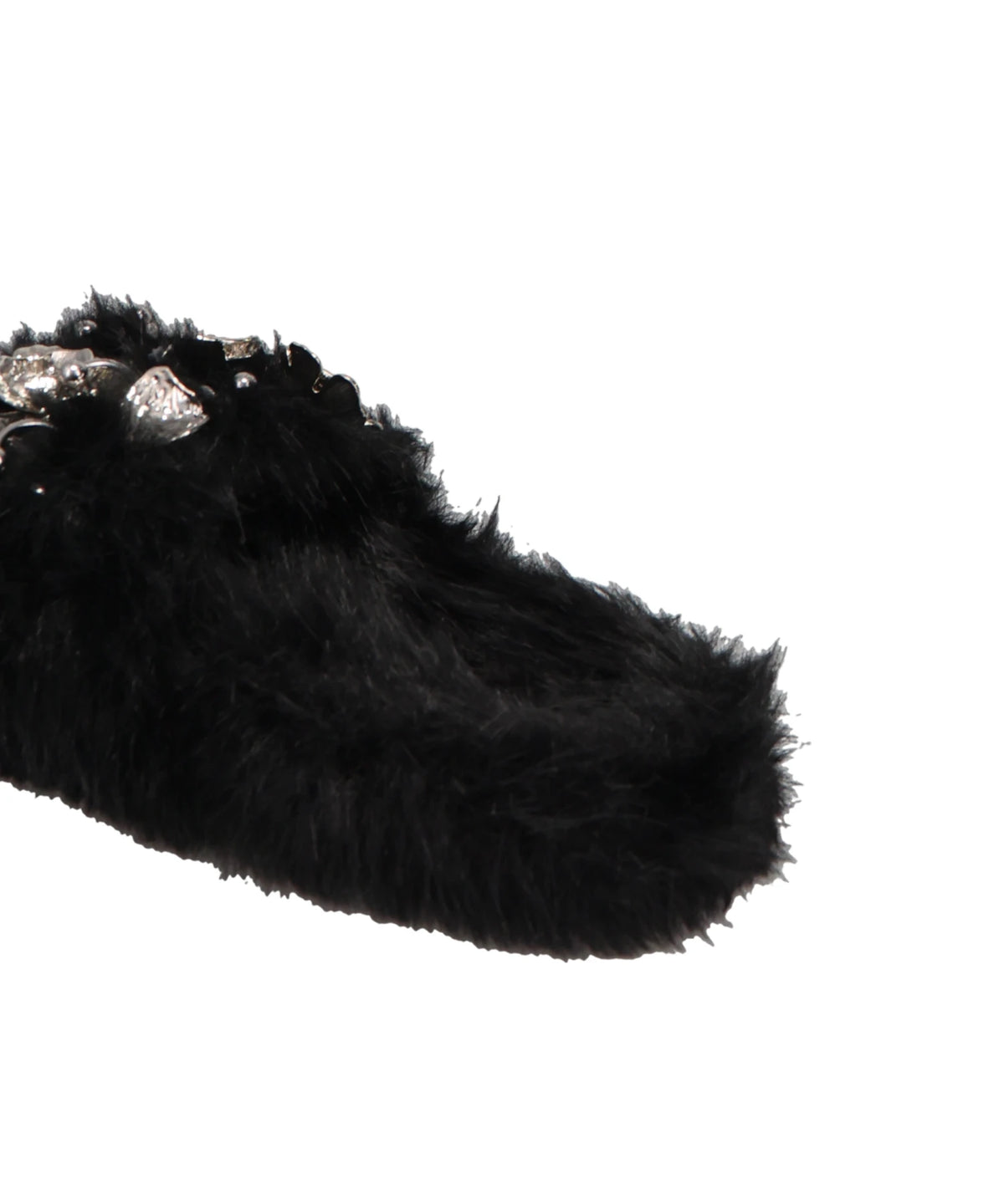 METAL FLOWER+PIERCED FUR SANDAL