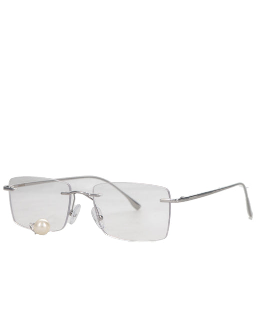 FRAMELESS PEARL TEAR SQUARE GLASSES