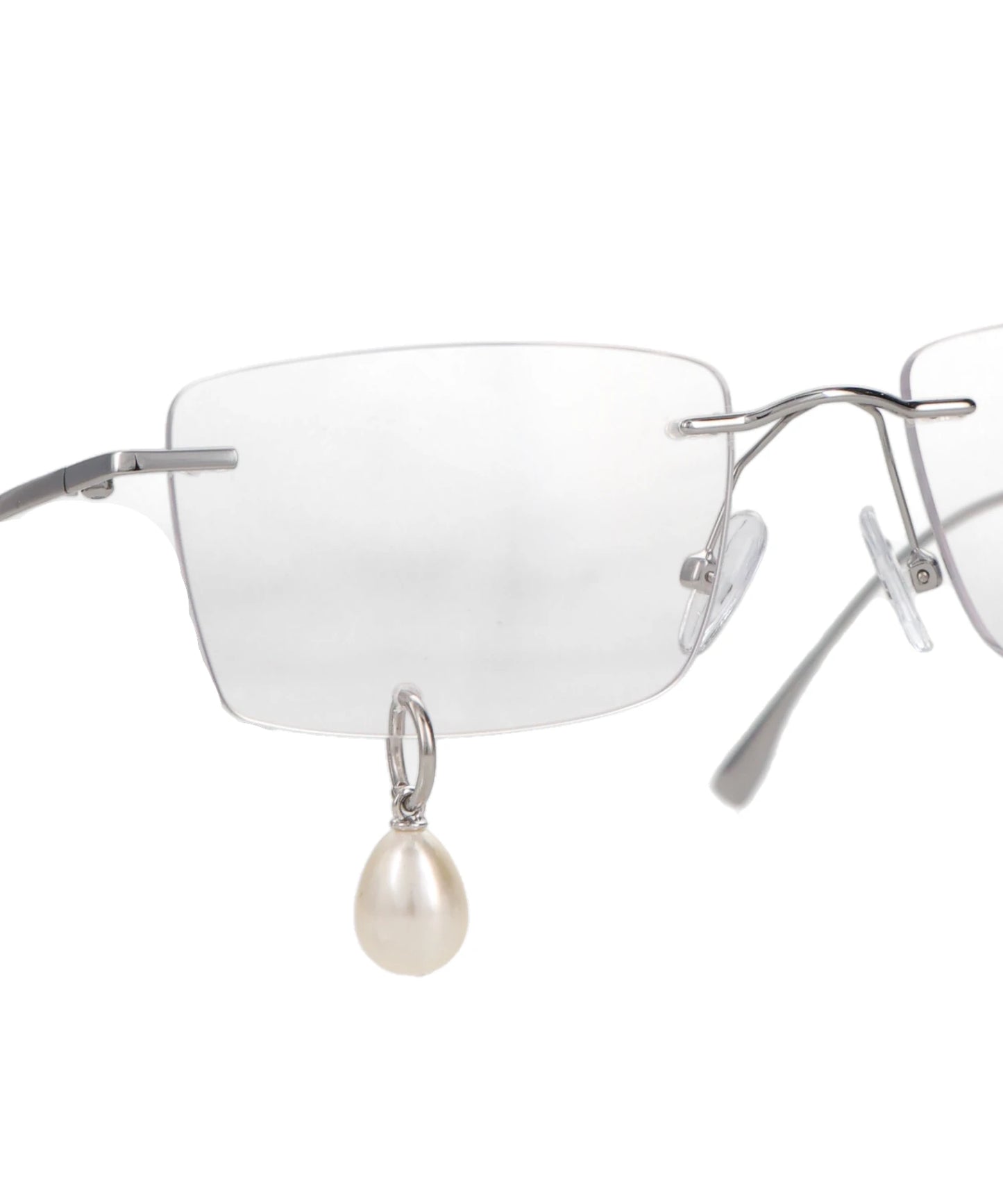 FRAMELESS PEARL TEAR SQUARE GLASSES