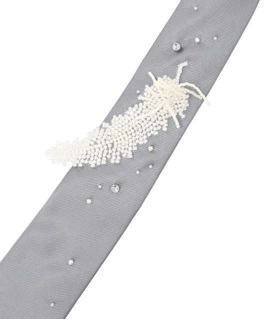 GRAND FEATHER BEADS EMBROIDERY TIE