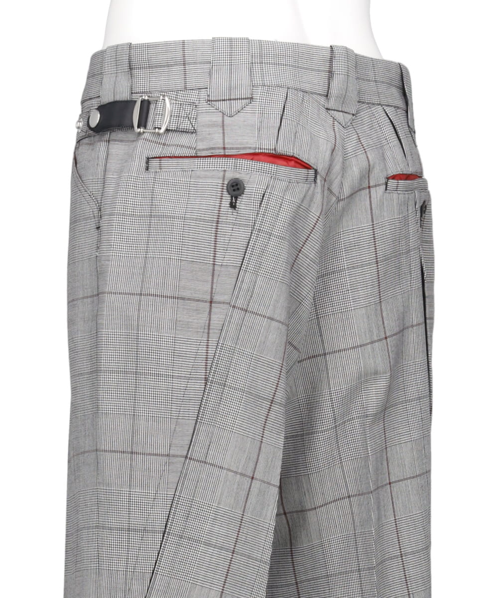 GLEN CHECK FLARED SLACKS