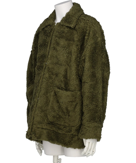 HAND-PAINTED HEMP FAUX FUR JACKET