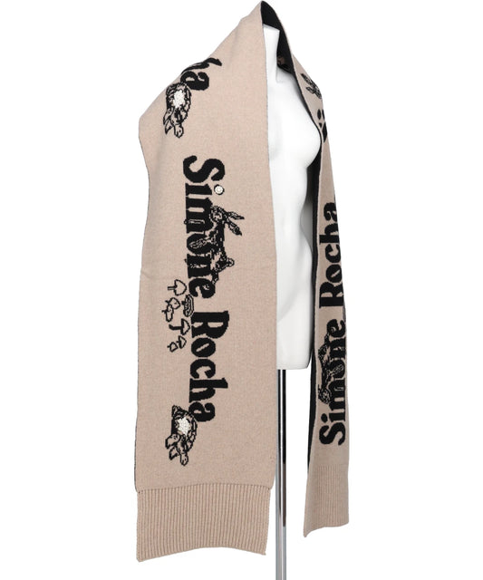 LONG GRAPHIC LOGO KNIT SCARF