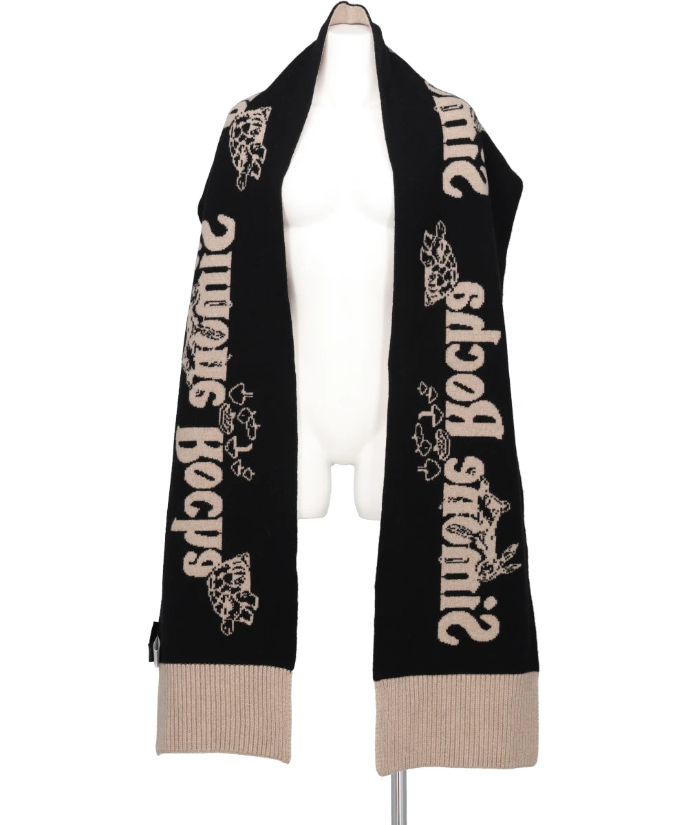 LONG GRAPHIC LOGO KNIT SCARF