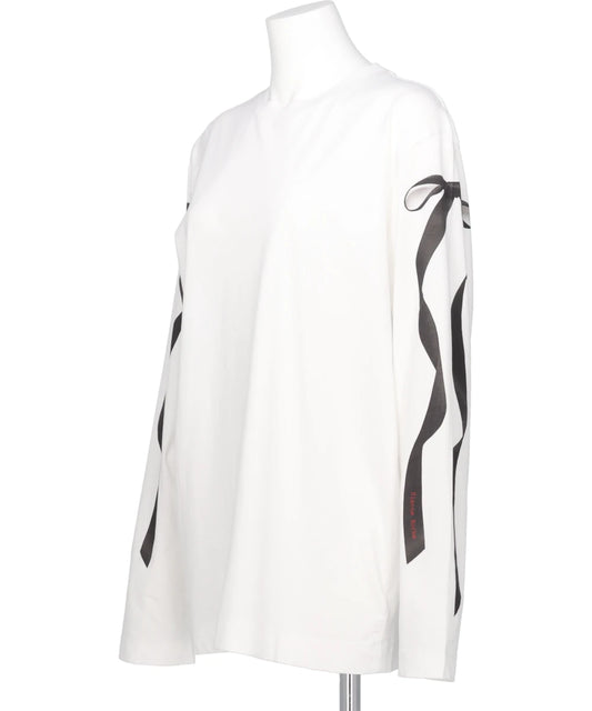 RIBBON BOW TAIL PRINT LONG SLEEVE T-SHIRT