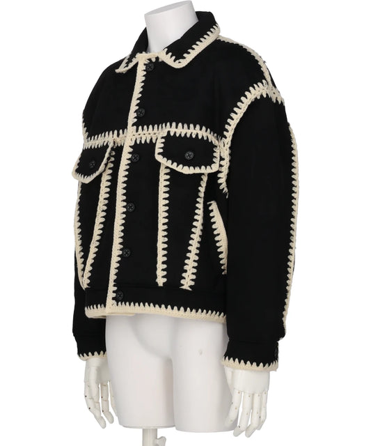 HAND KNITTING BOA BLOUSON