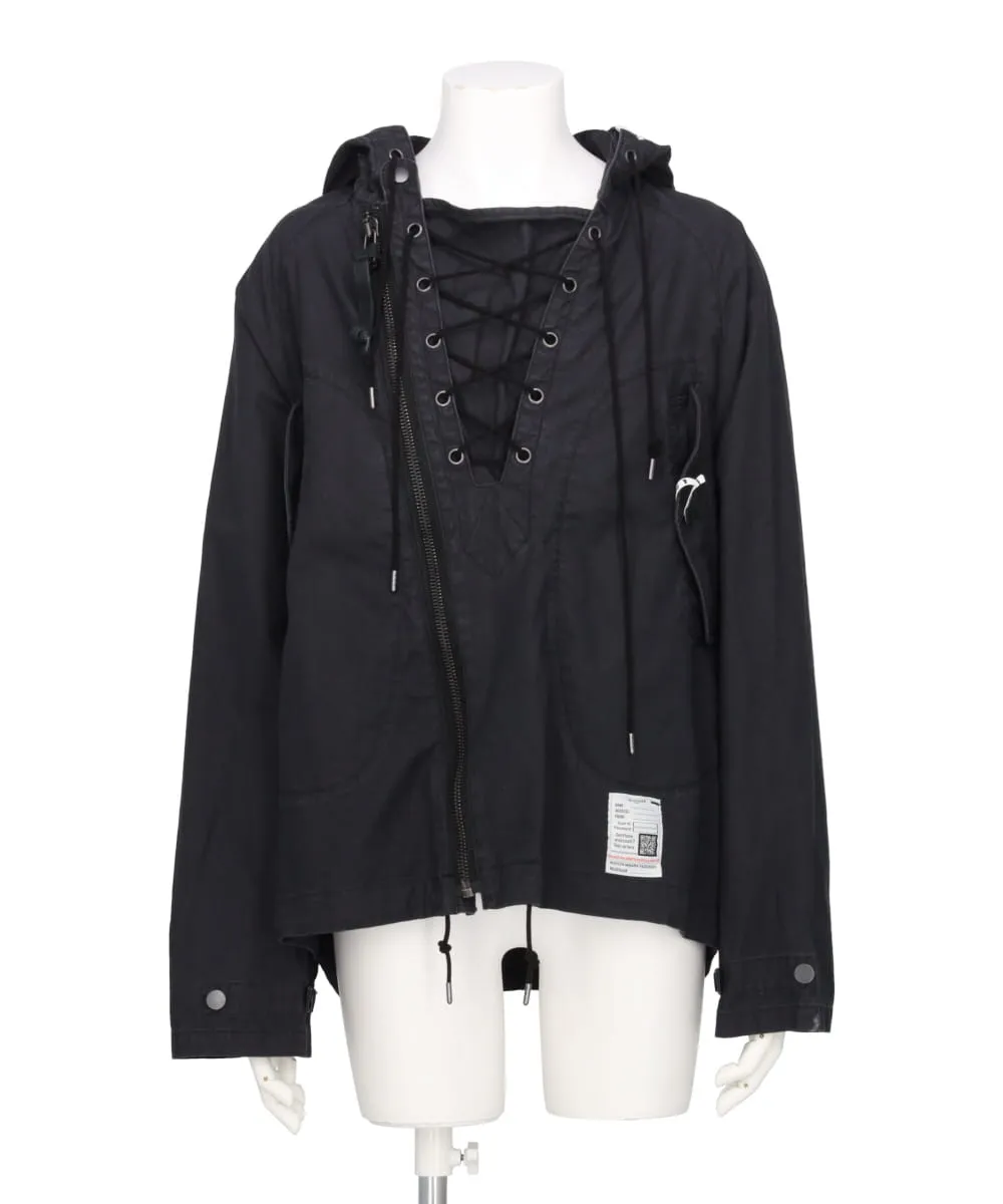 FRONT LACE UP HOODED JACKET