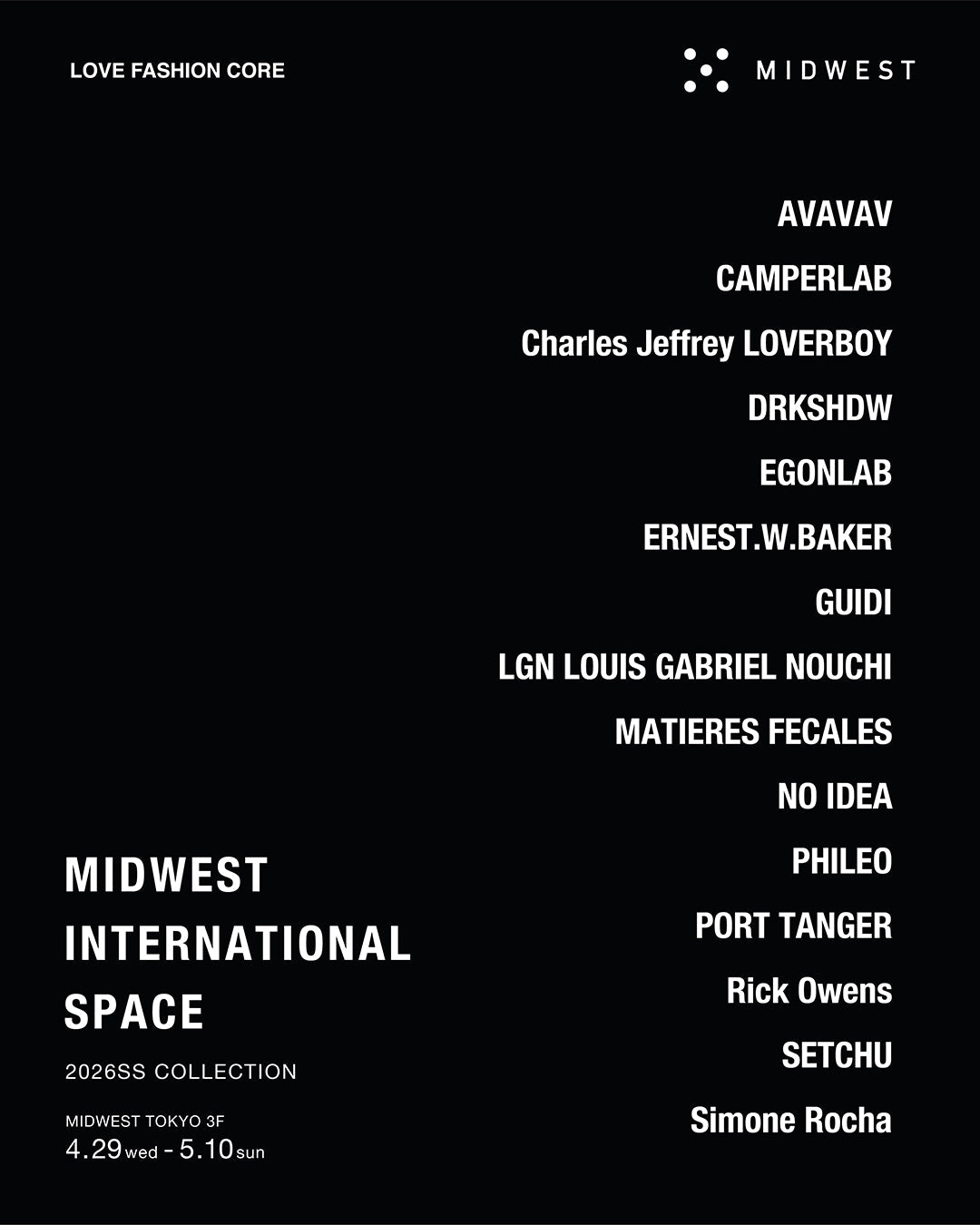 INTERNATIONAL SPACE 2026SS EVENT at MIDWEST TOKYO