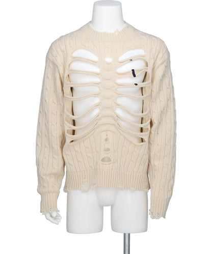 RIB CAGE CABLE KNIT PULLOVER